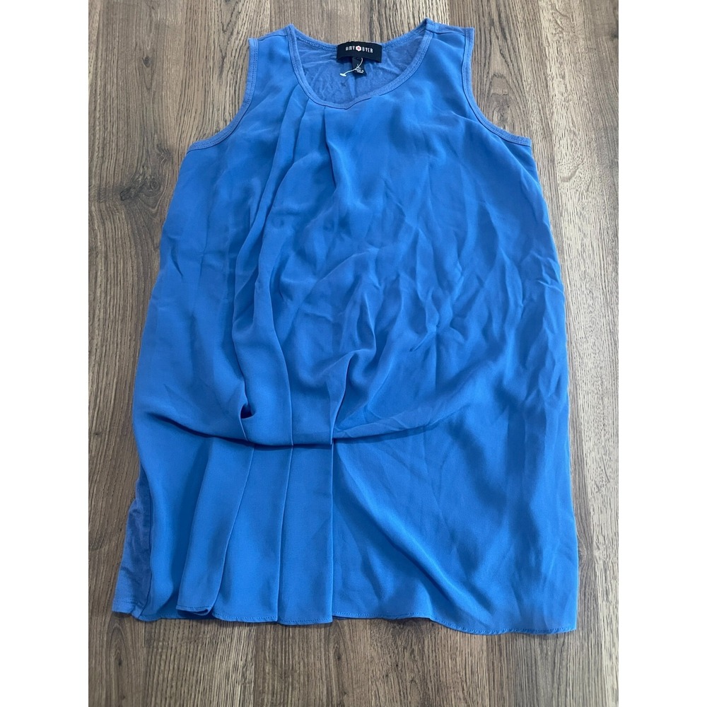 Amy Byer Tank Top, Women's Size Large, Blue, Sleeveless, Pleated